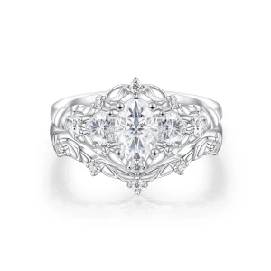 Fiorine - Oval Cut Moissanite Bridal Set with Botanical Design