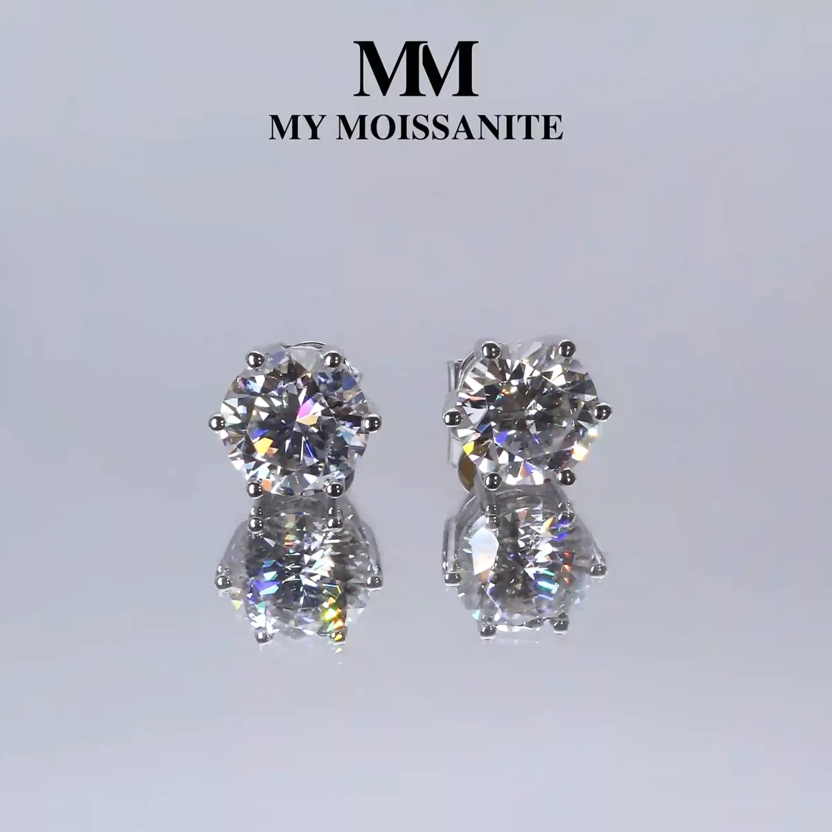 Sirius - Classic Six-Prong Moissanite Stud Earrings