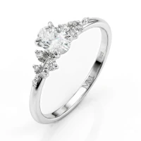 Ovaline - Oval Moissanite Ring with Minimalistic Side Stones