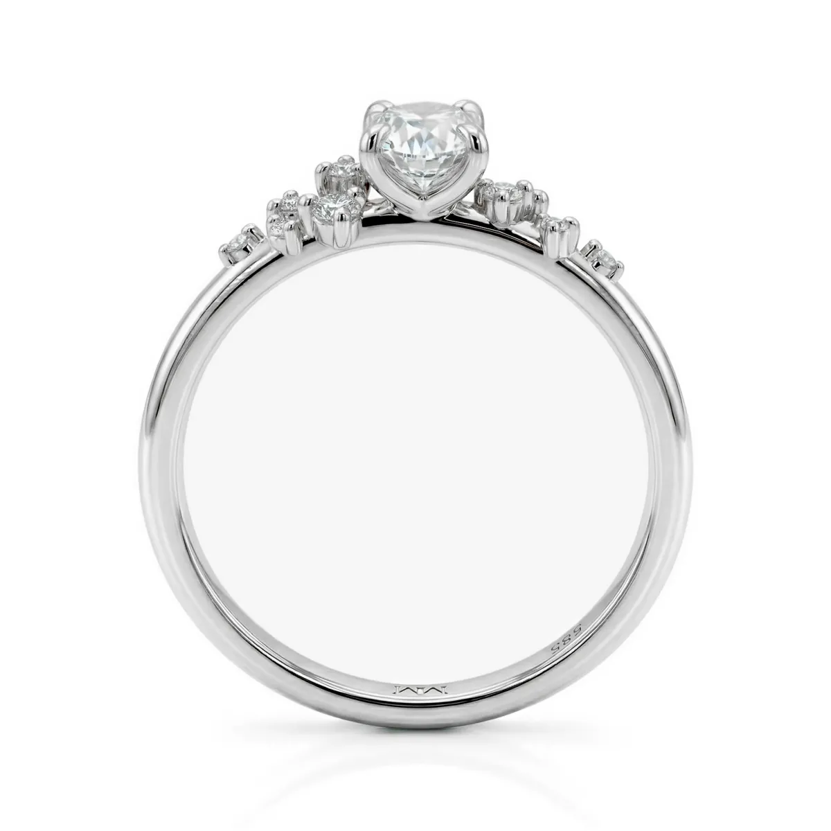 Ovaline - Moissanite Ring with Minimalistic Side Stones