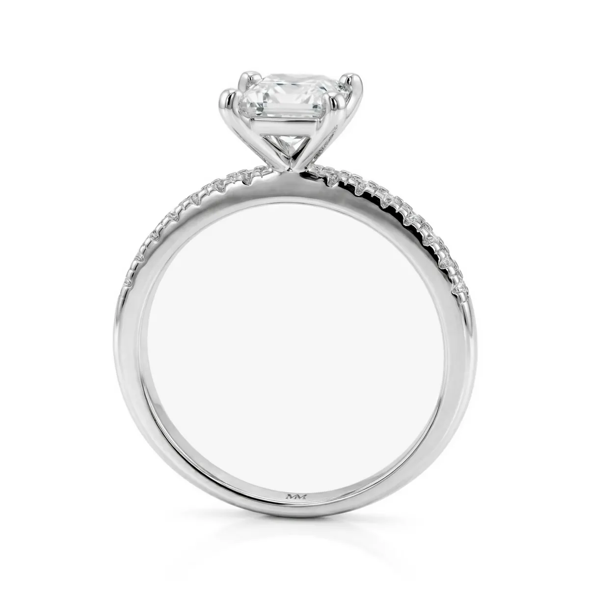 Celestia - Princess Moissanite Ring With Pavé Side Stones
