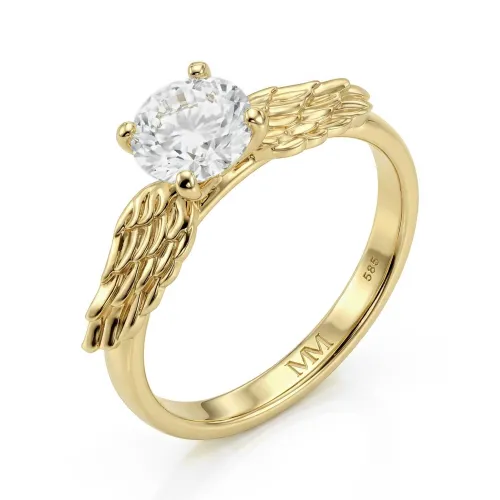Feathra - Harry Potter Golden Snitch Moissanite Ring with Winged Accents