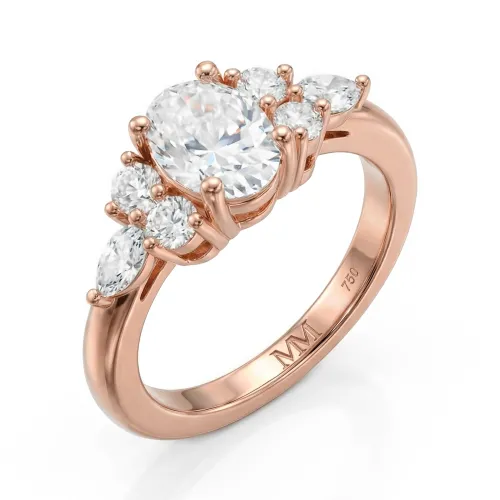 Lustrina - Oval Moissanite Ring with Dazzling Accents