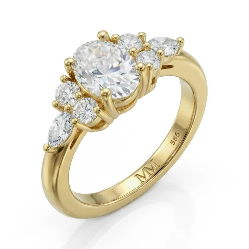 Lustrina - Oval Moissanite Ring with Dazzling Accents