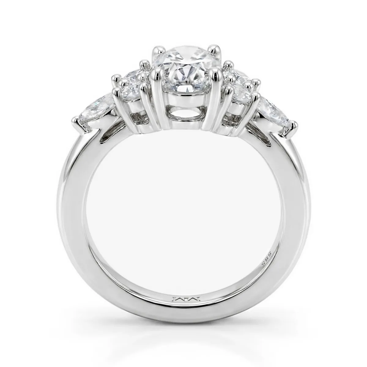 Lustrina - Oval Moissanite Ring with Dazzling Accents