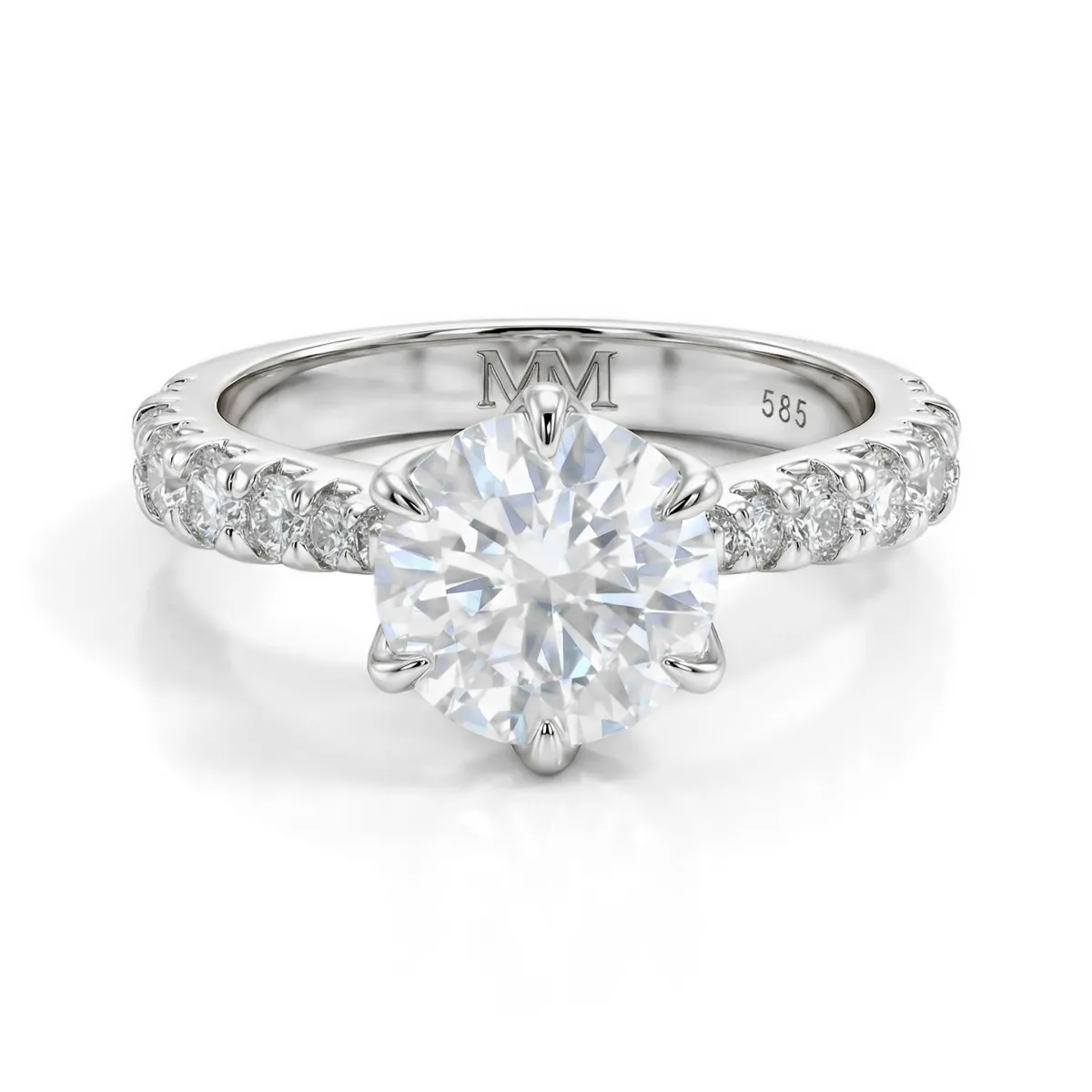 Yuliana - Moissanite Ring in Tulip Setting with Dazzling Side Stones