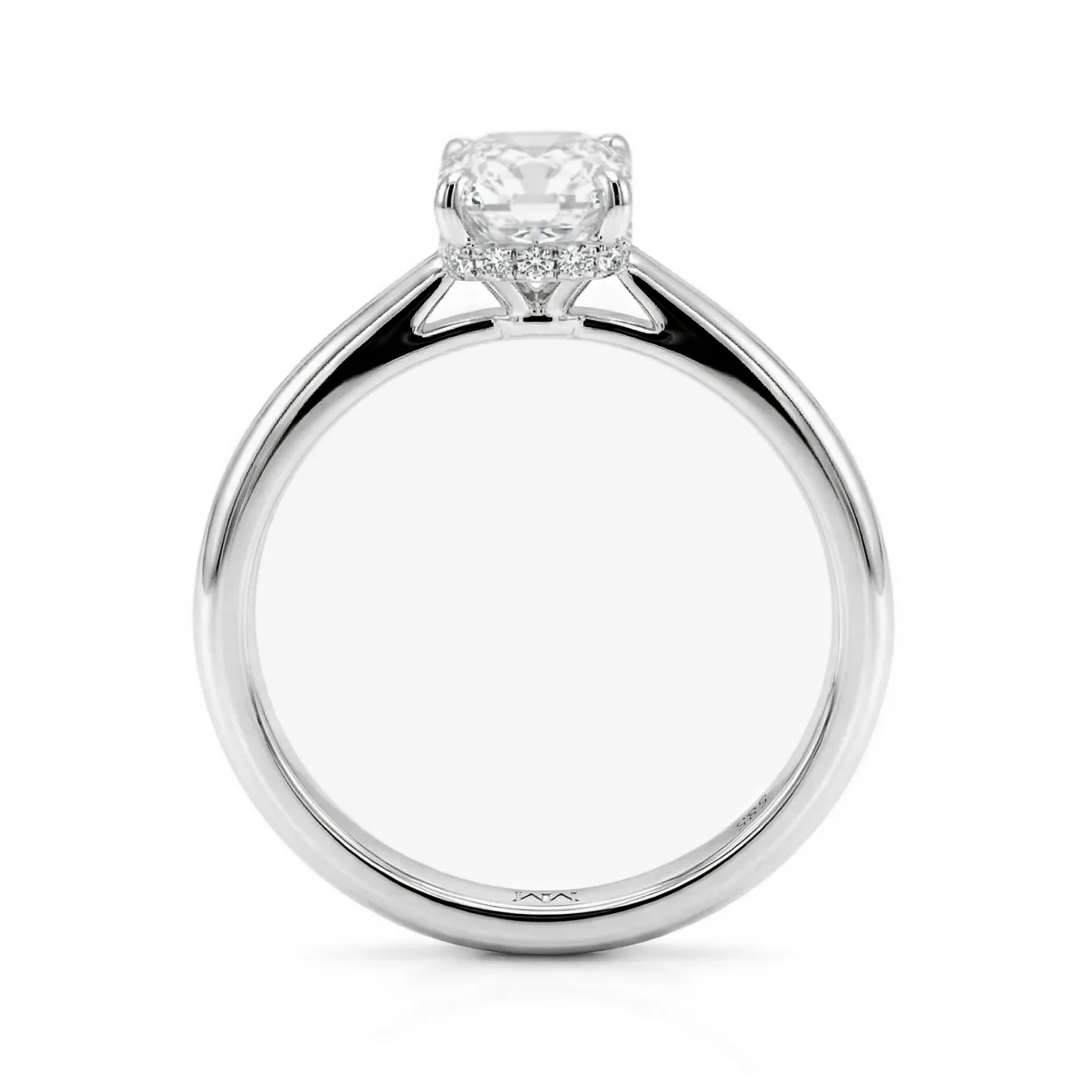 Luminara - Radiant Solitaire Moissanite Engagement Ring with Hidden Halo