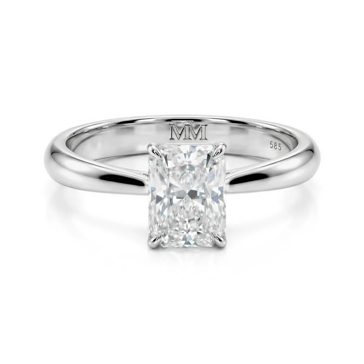Luminara - Radiant Solitaire Moissanite Engagement Ring with Hidden Halo