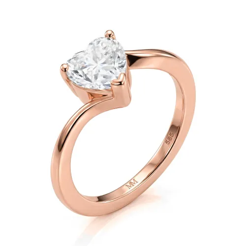 Amora - Heart Solitaire Moissanite Ring