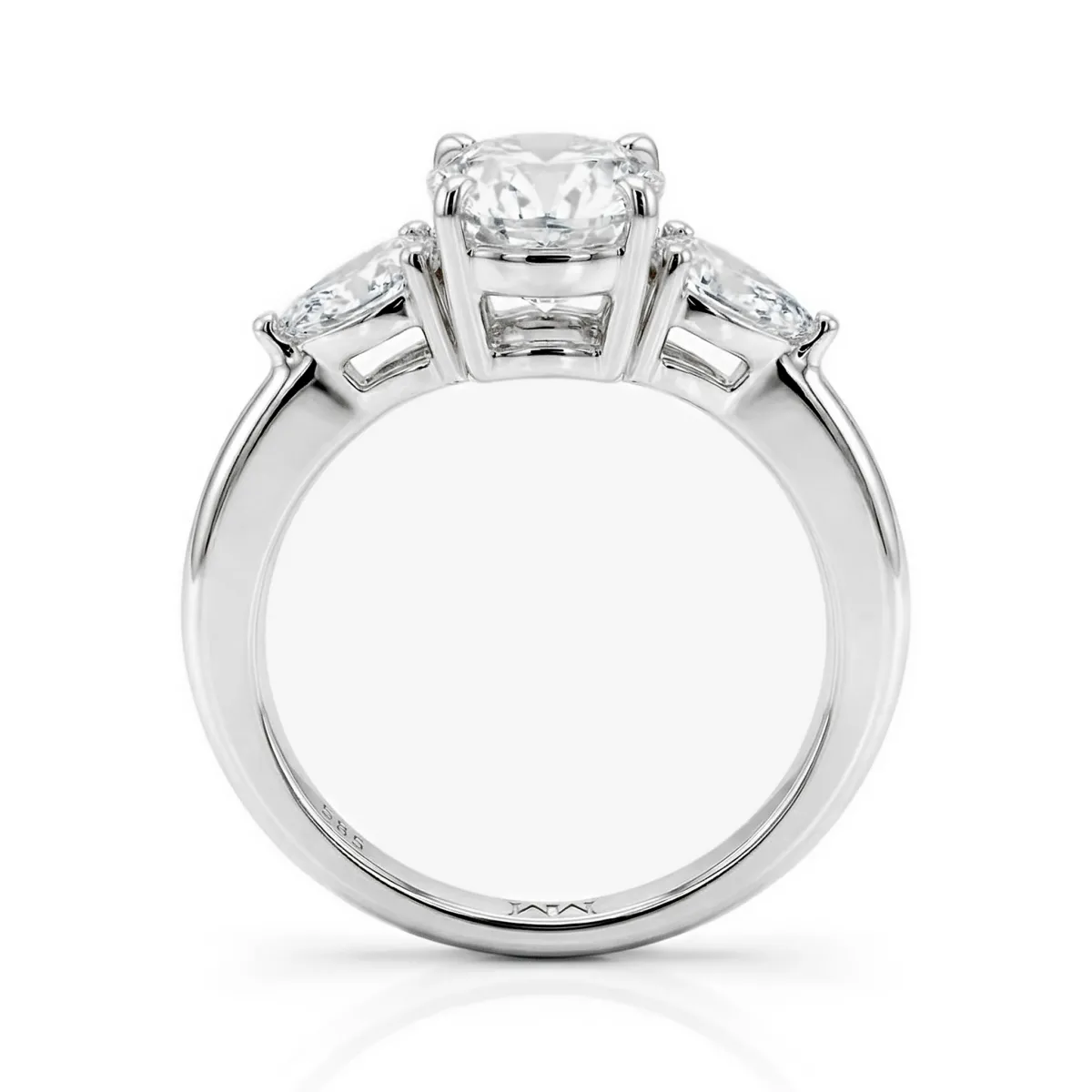 Trielle - Cushion Moissanite Engagement Ring with Pear cut Side Accents