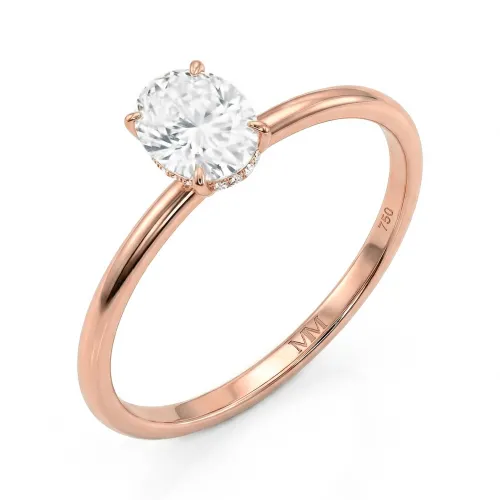 Mystique - Oval Cut Solitaire Moissanite Ring with Hidden Halo | Wedfit