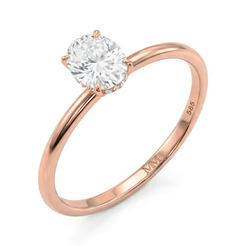 Mystique - Oval Cut Solitaire Moissanite Ring with Hidden Halo | Wedfit
