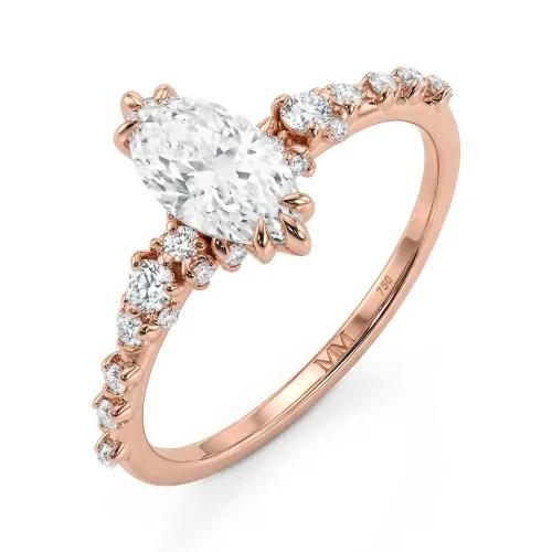 Elegante - Marquise Moissanite Ring with Vintage-Inspired Minimalist Side Stones