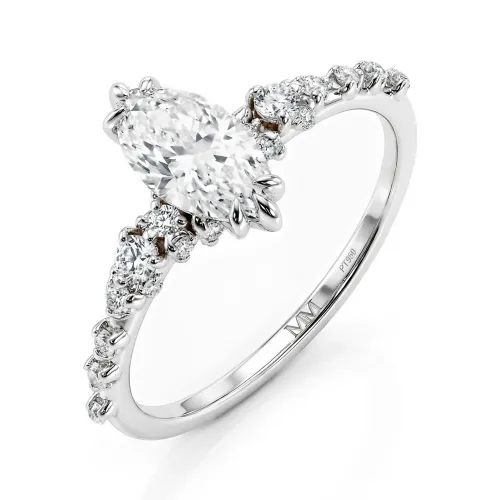 Elegante - Marquise Moissanite Ring with Vintage-Inspired Minimalist Side Stones