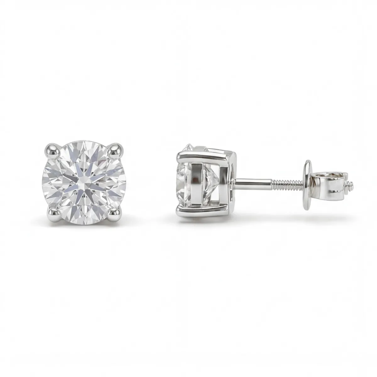 Helix - Secure Screw Back Moissanite Stud Earrings