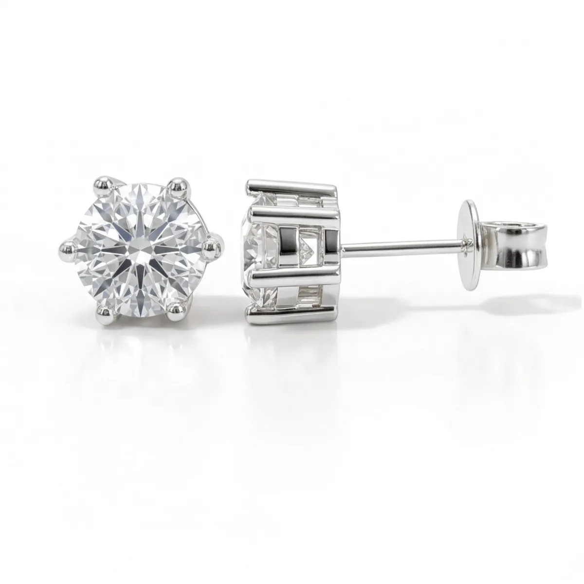 Sirius - Classic Six-Prong Moissanite Stud Earrings