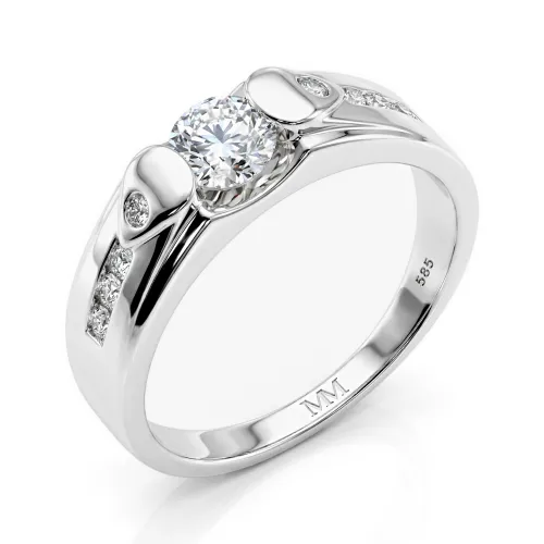 Onyx - Men's Moissanite Ring with Accent Side Stones