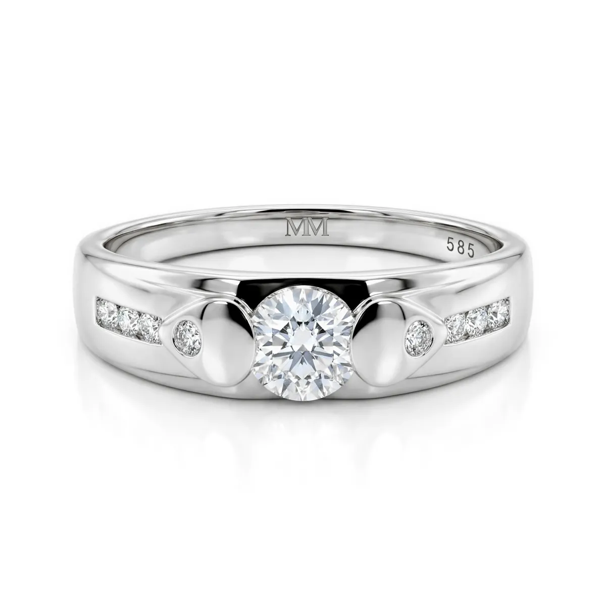 Onyx - Men's Moissanite Ring with Accent Side Stones