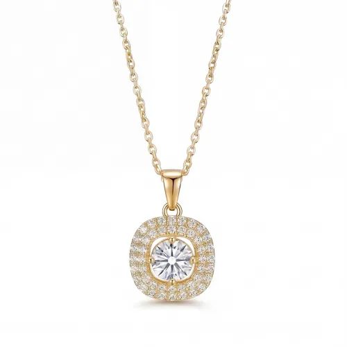 Vivara - Moissanite Pendant with Encrusted Halo