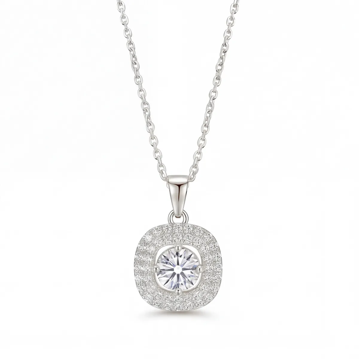 Vivara - Moissanite Pendant with Encrusted Halo