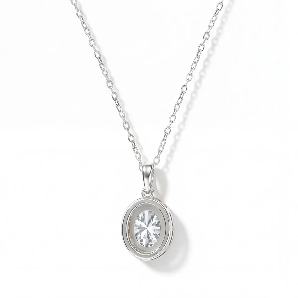 Clarique - Classic Oval-Shaped Moissanite Pendant with Pavé Halo