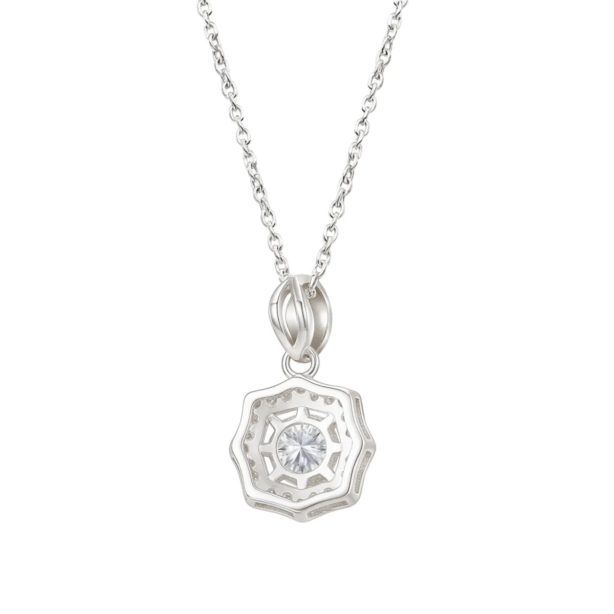 Octavia - Vintage Inspired Moissanite Pendant with Halo Embellishment