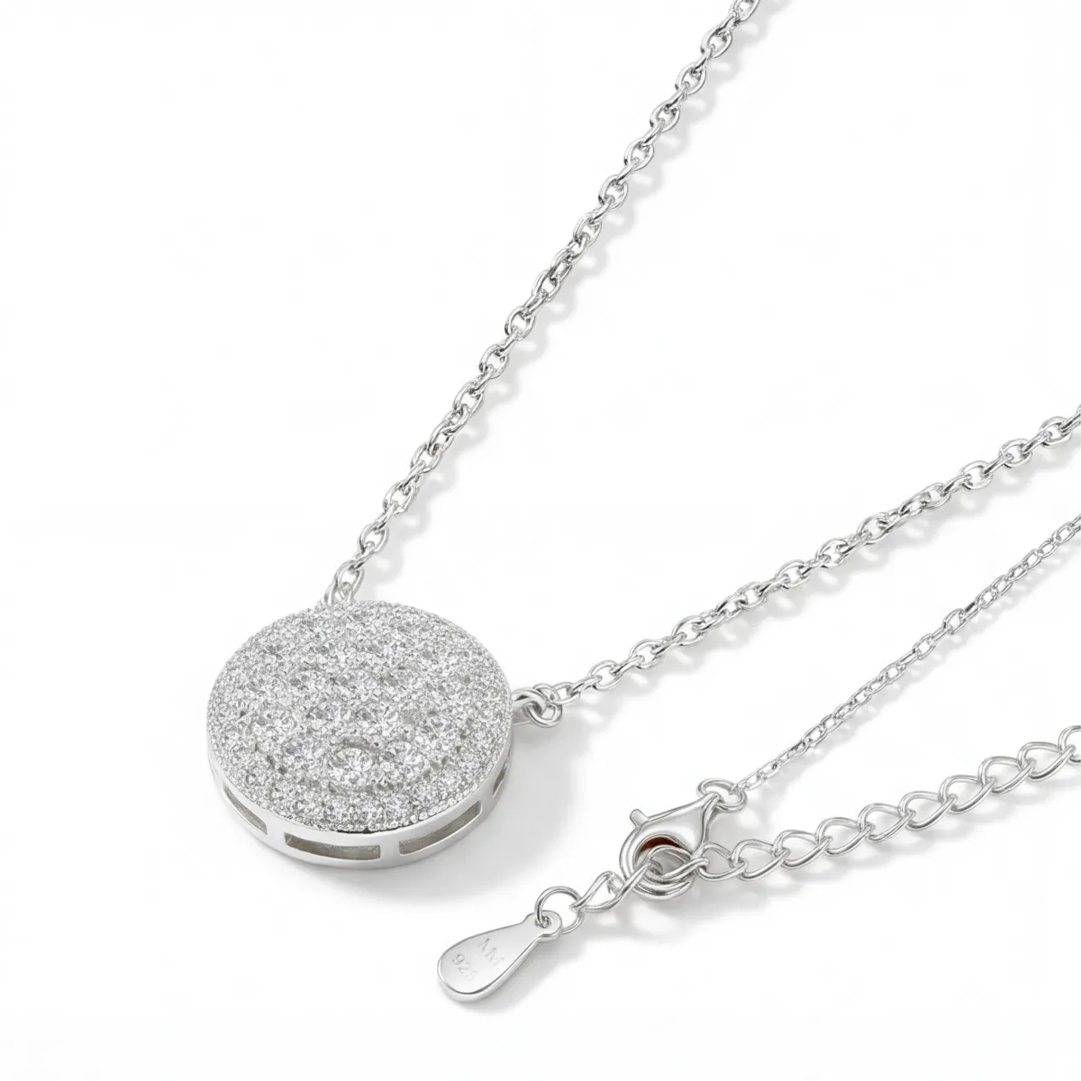 Brillante - Round Moissanite Cluster Pendant with Pavé Halo