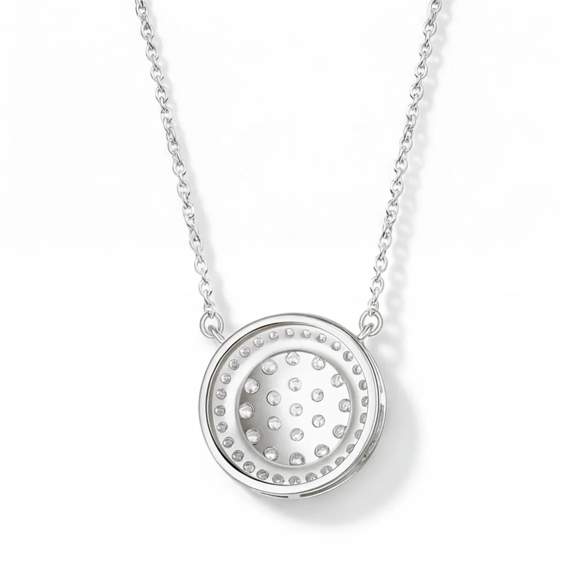 Brillante - Round Moissanite Cluster Pendant with Pavé Halo