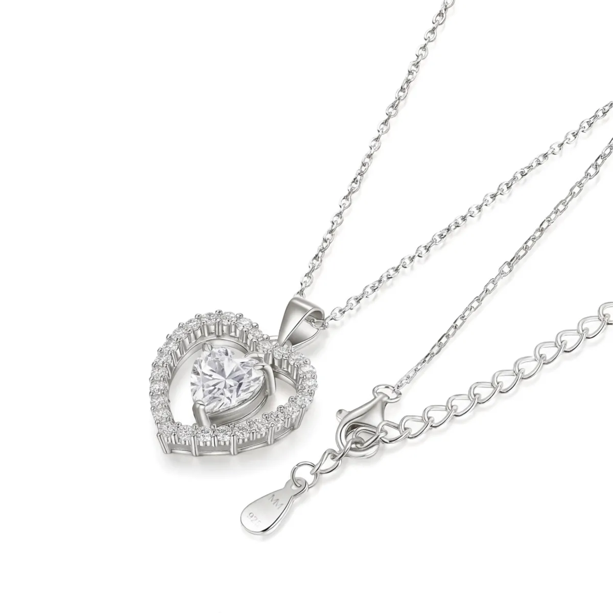 Valoria - Heart-Shaped Moissanite Pendant with Halo Detail