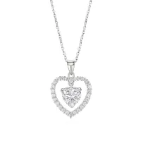 Valoria - Heart-Shaped Moissanite Pendant with Halo Detail