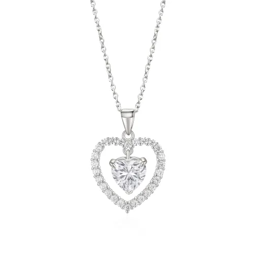 Valoria - Heart-Shaped Moissanite Pendant with Halo Detail