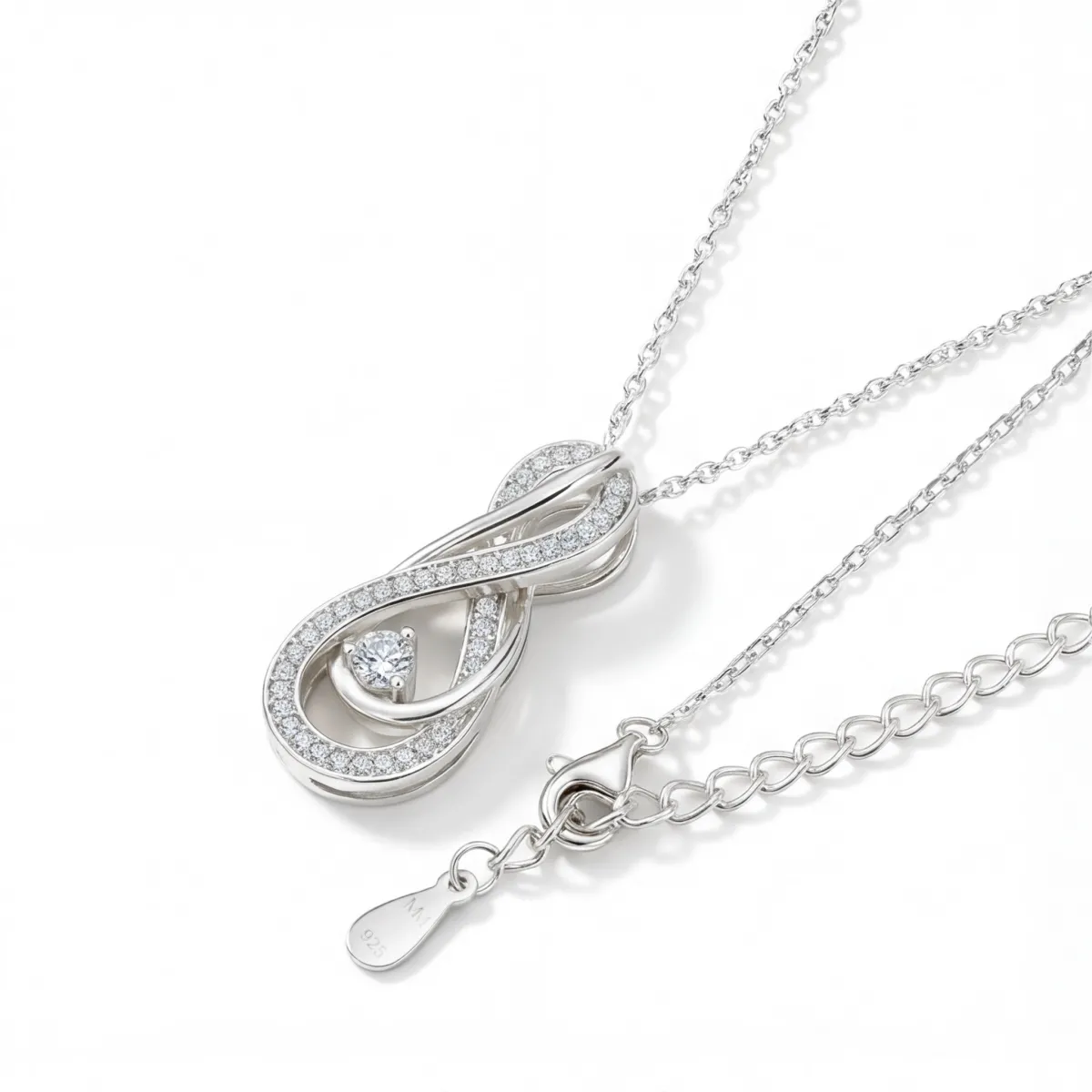 Infinity - Twisting Pavé Moissanite Pendant