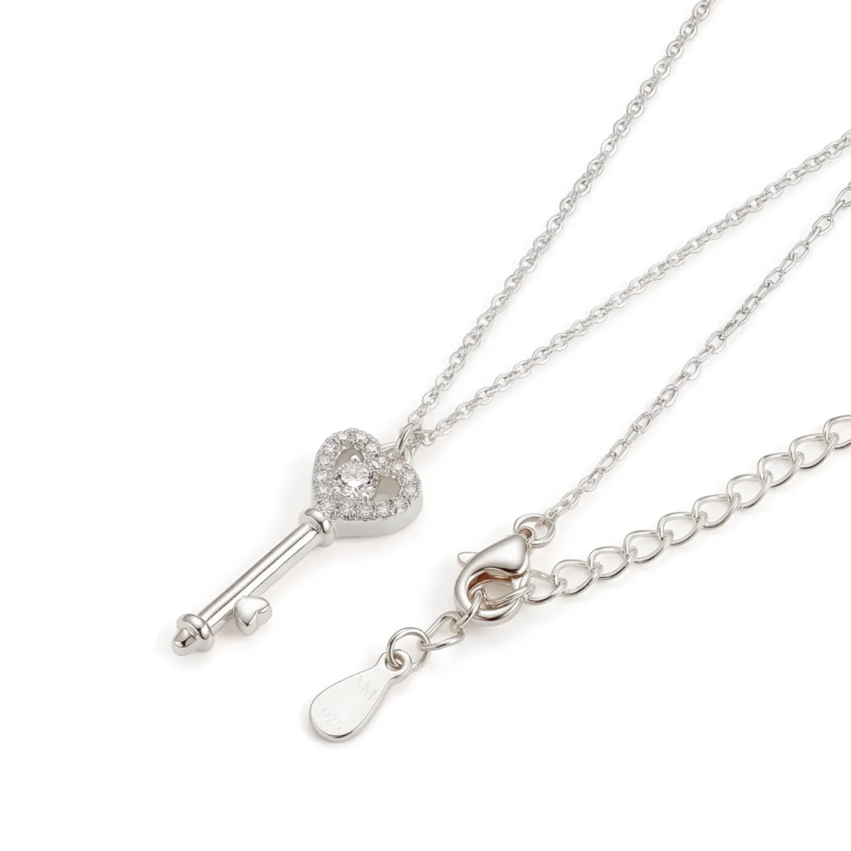 Amore - Heart Key Moissanite Pendant with Pave Setting