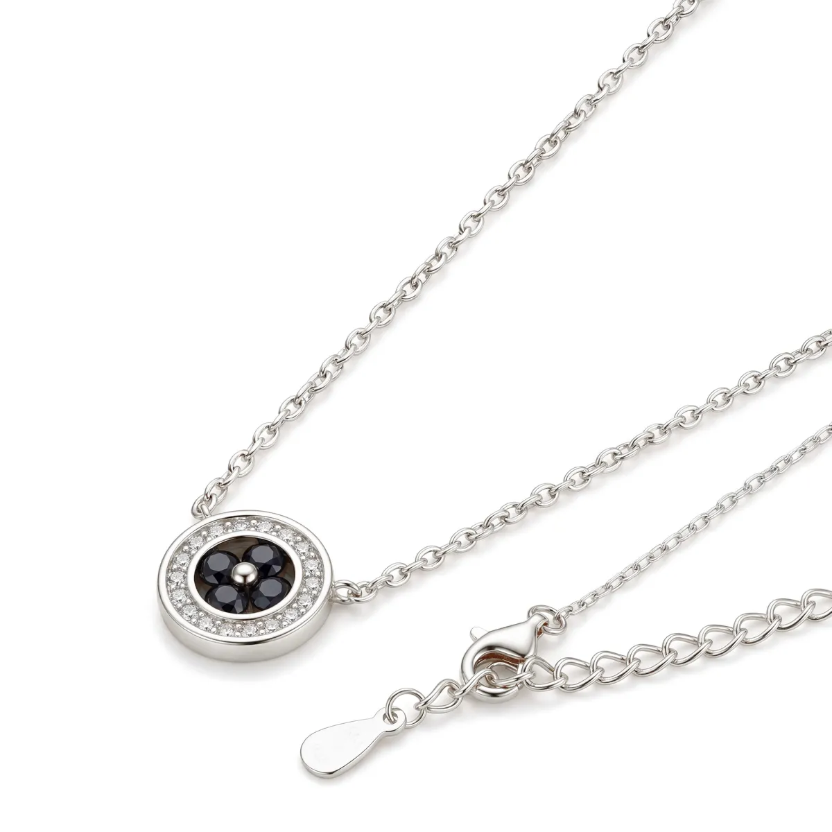 Nightfall - Black Moissanite Halo Pendant with Accented Border