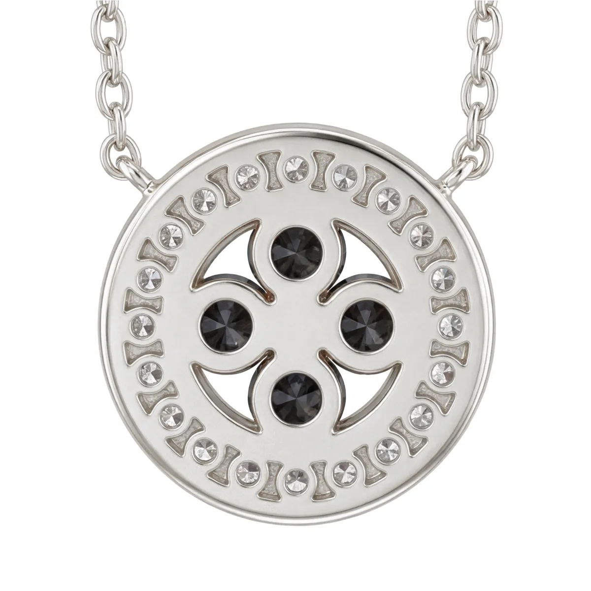 Nightfall - Black Moissanite Halo Pendant with Accented Border