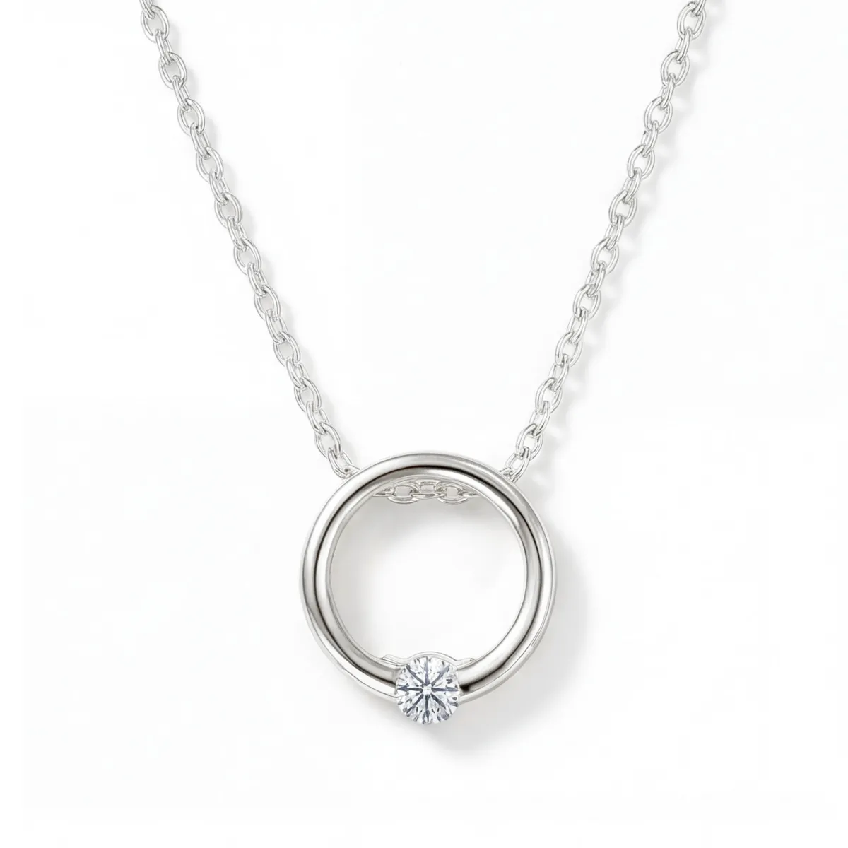Luna - Contemporary Solitaire Moissanite Pendant
