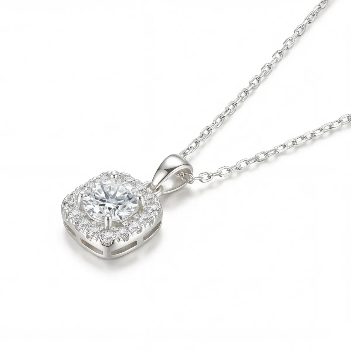 Haloette - Moissanite Pendant with Full Halo Detail