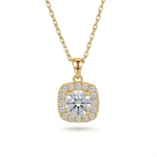Haloette - Moissanite Pendant with Full Halo Detail