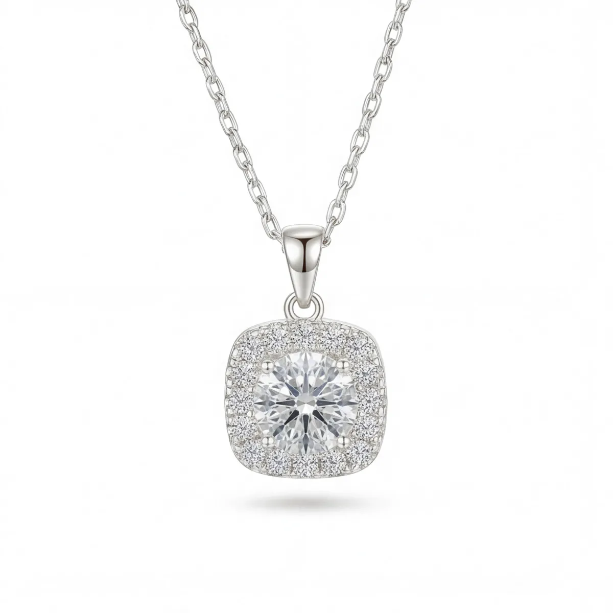 Haloette - Moissanite Pendant with Full Halo Detail