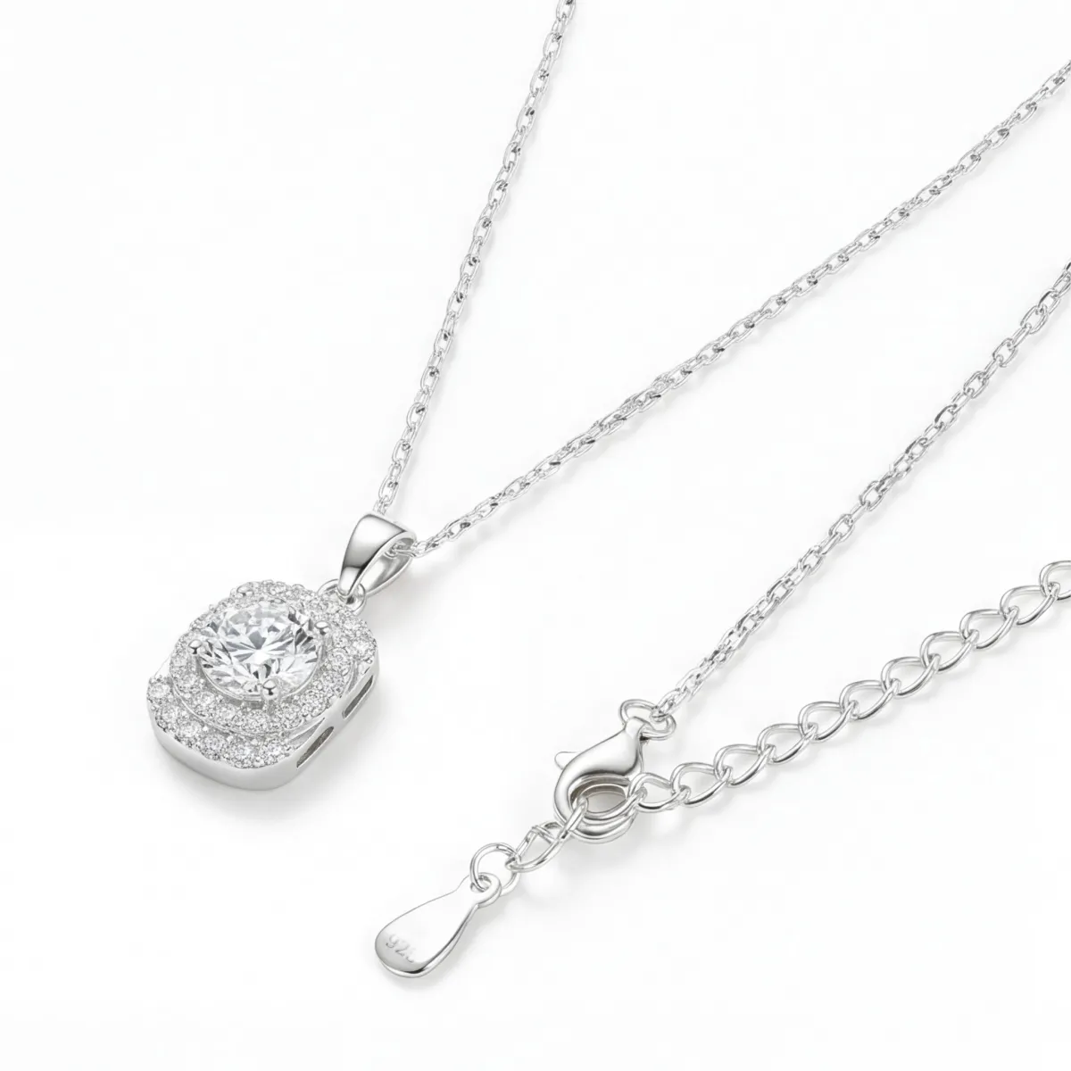 Memento - Brilliant Moissanite Pendant in Pave Halo Design