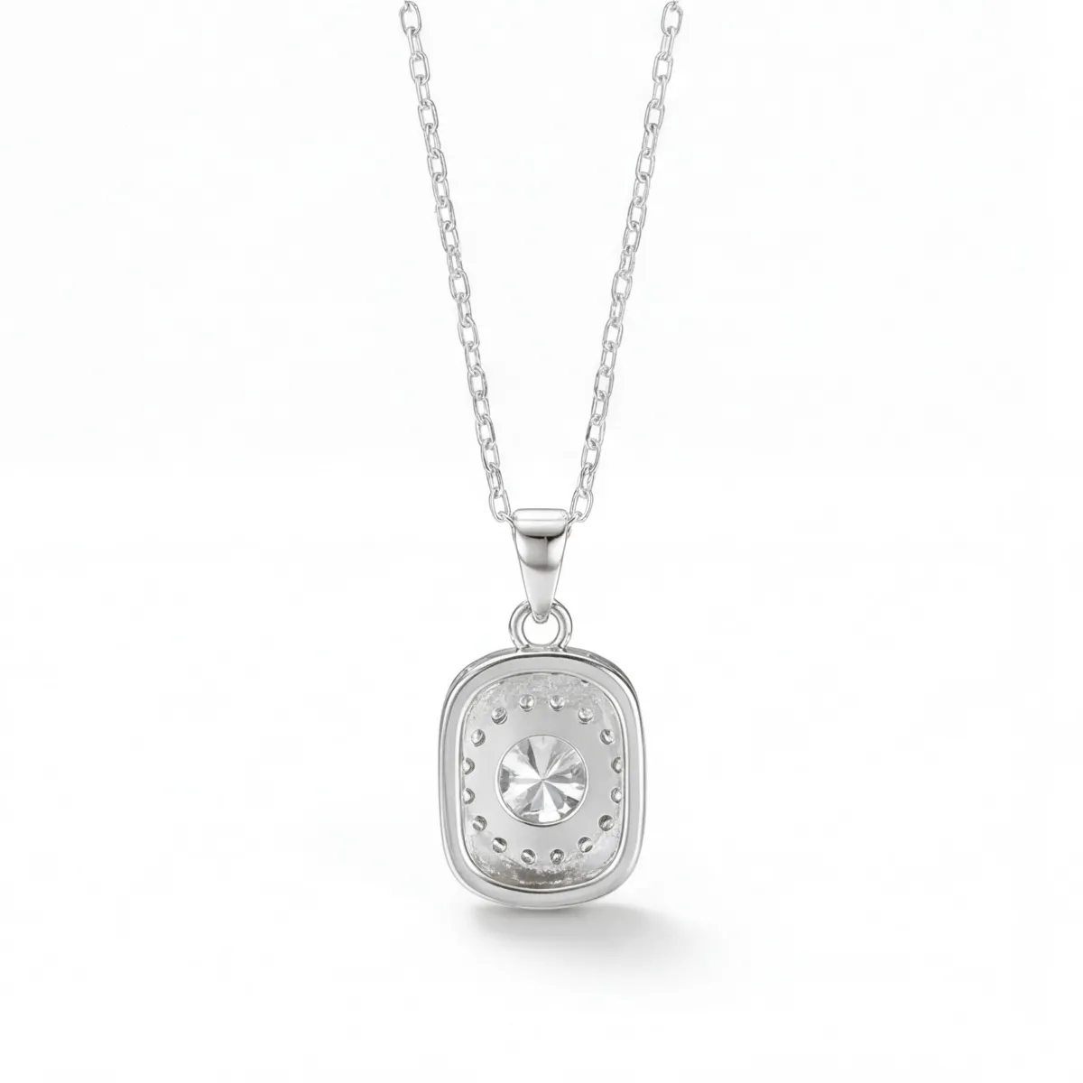Memento - Brilliant Moissanite Pendant in Pave Halo Design