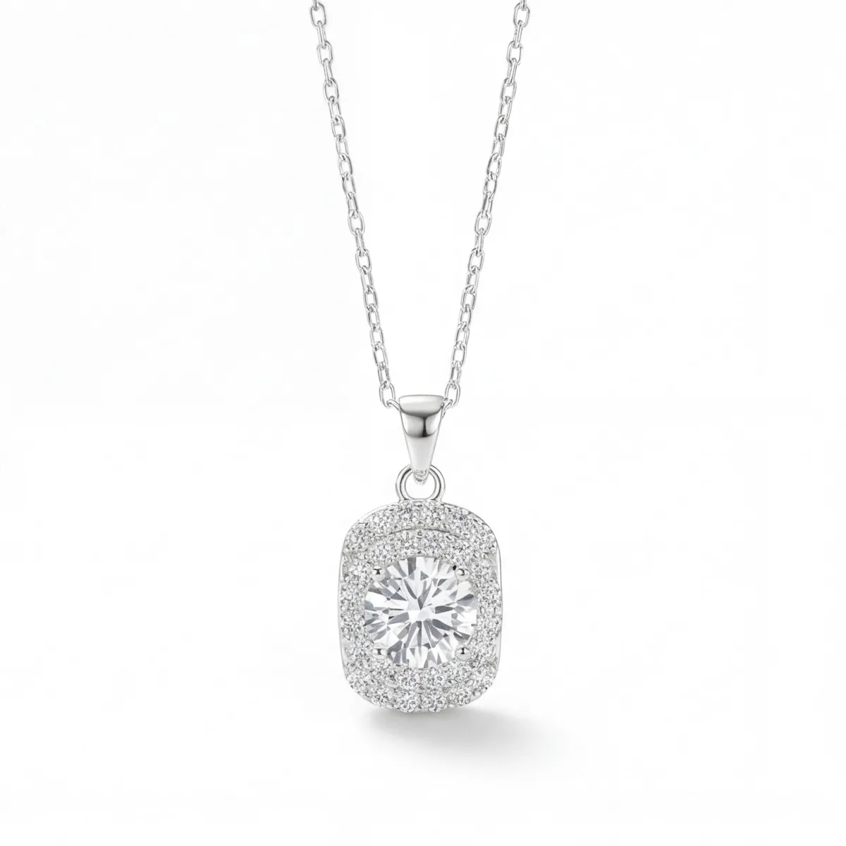 Memento - Brilliant Moissanite Pendant in Pave Halo Design