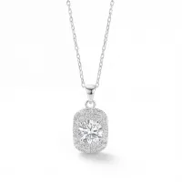 Memento - Brilliant Moissanite Pendant in Pave Halo Design