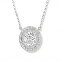 Galaxia - Oval Cut Moissanite Pendant with Encircled Double Halo