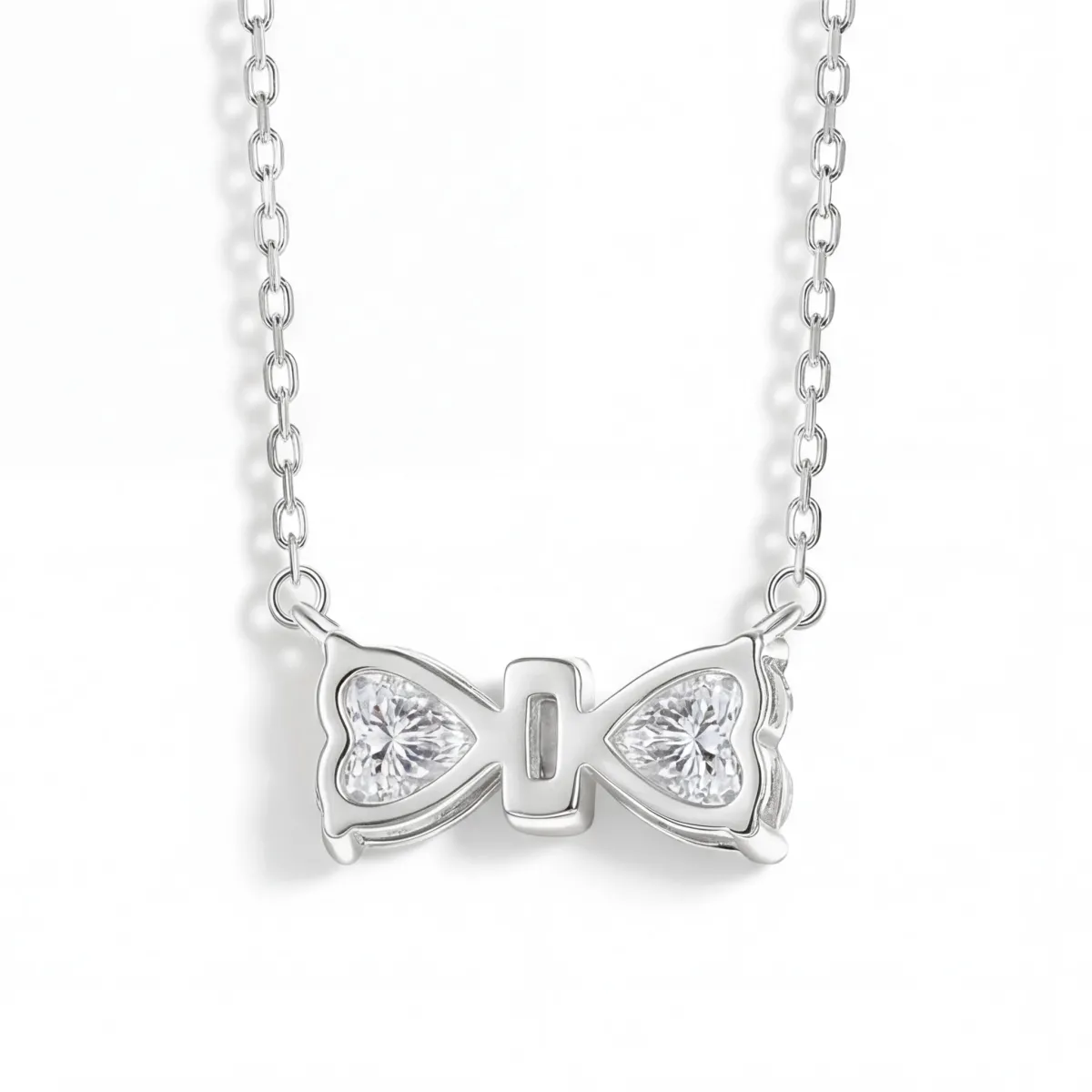 Pairle - Twin Heart Cut Moissanite Necklace with Central Pave Bar