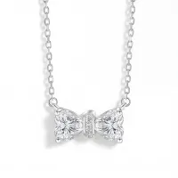 Pairle - Twin Heart Cut Moissanite Necklace with Central Pave Bar