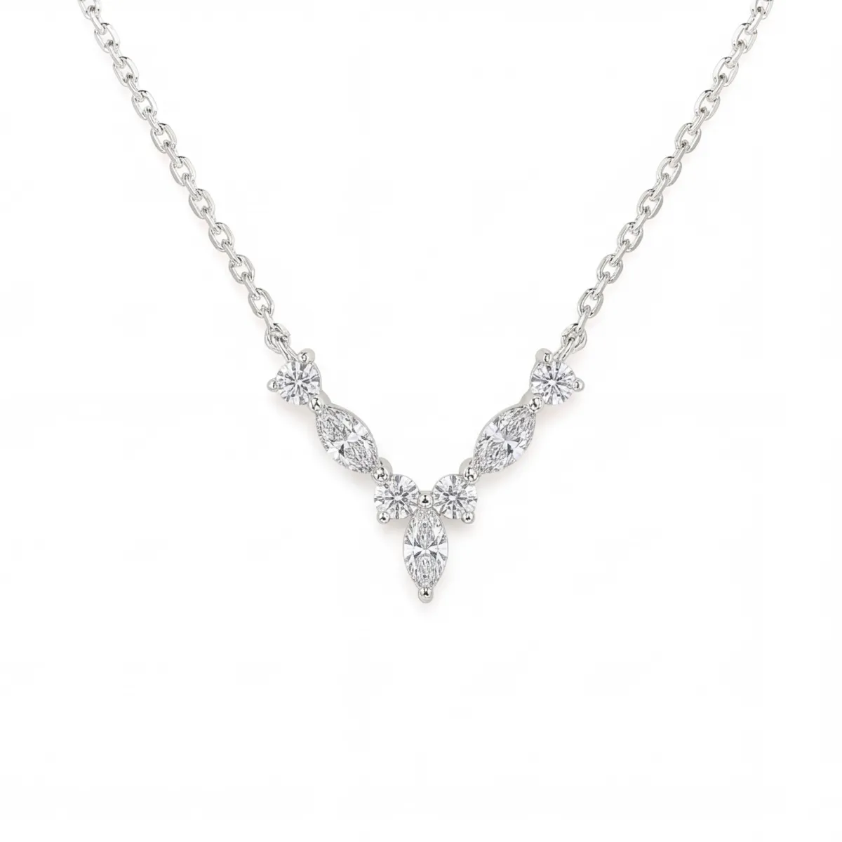 Adelina - Elegant Moissanite Necklace with Marquise Accents
