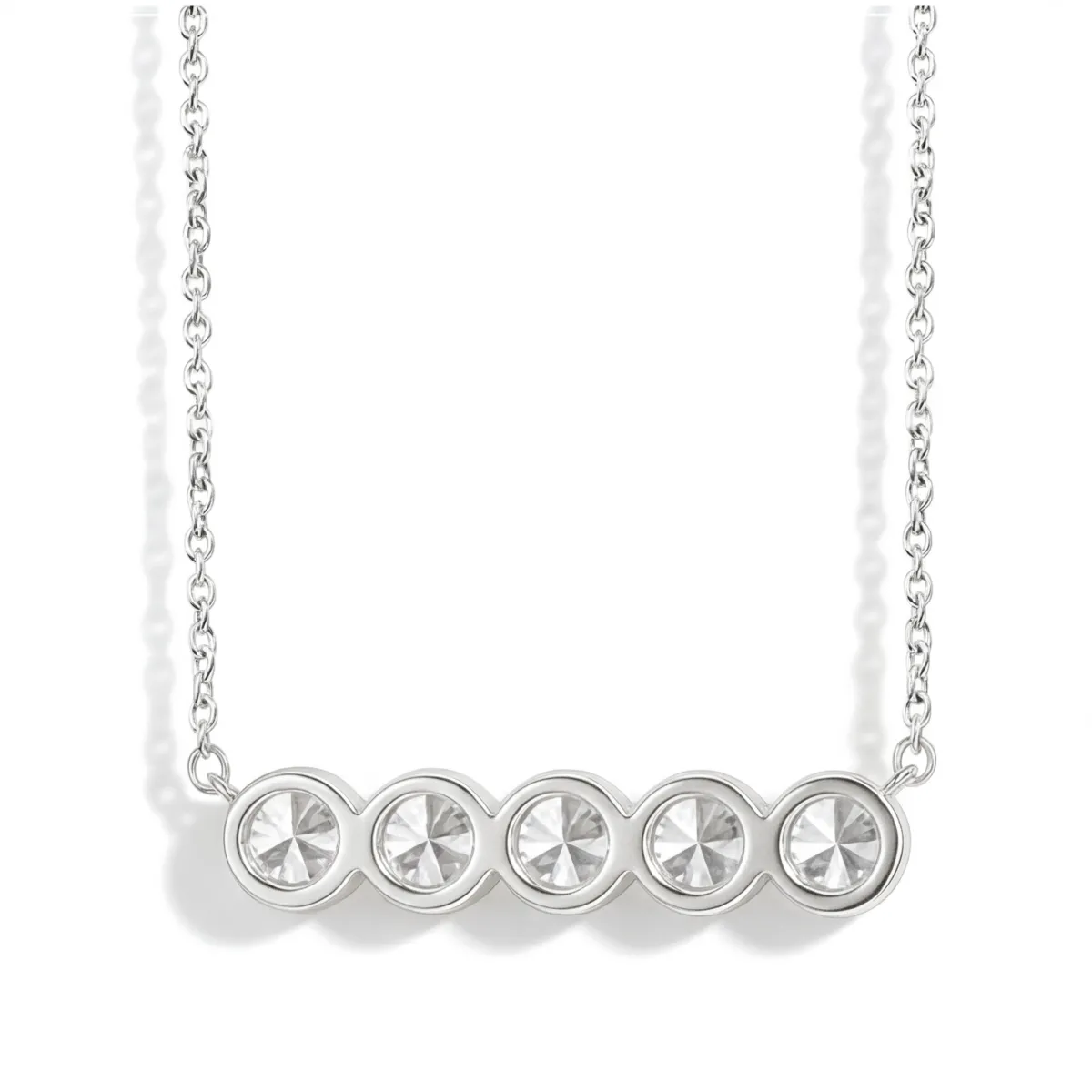 Quinta - Five Stone Moissanite Necklace in Bezel Setting