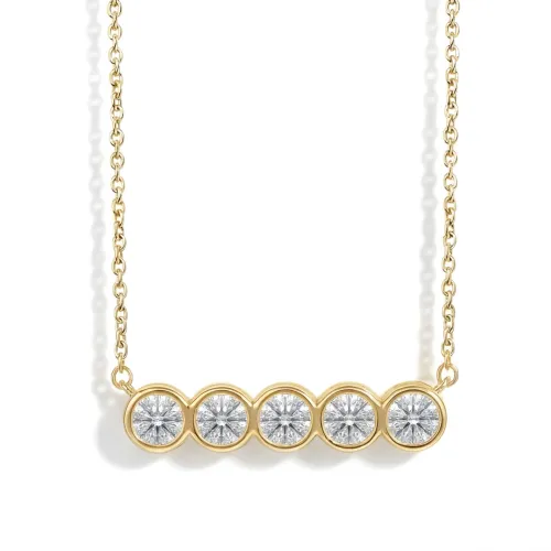 Quinta - Five Stone Moissanite Necklace in Bezel Setting