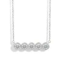 Quinta - Five Stone Moissanite Necklace in Bezel Setting